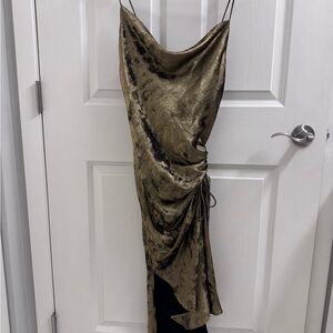 Zara Golden Dress with Spaghetti Straps - Size XS